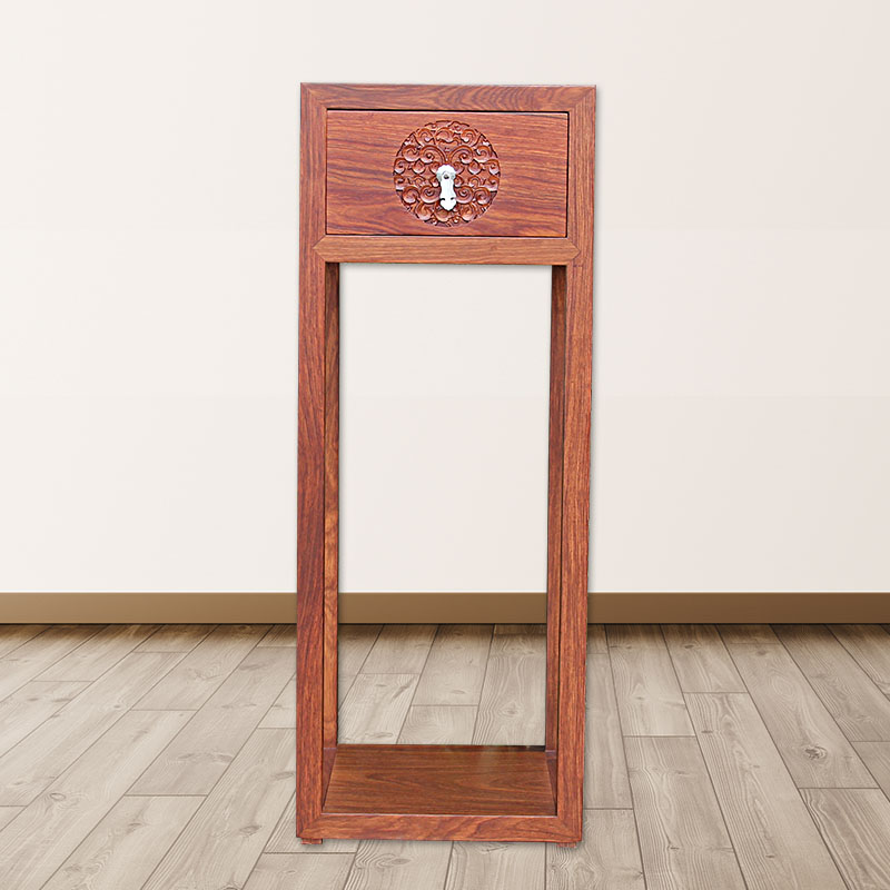 雕花全实木新中式风盆景架