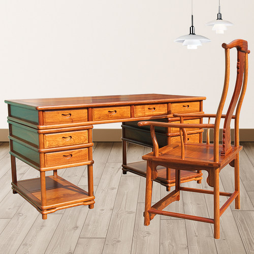 新中式书桌刺猬紫檀家具实木花梨木书桌全实木写字桌