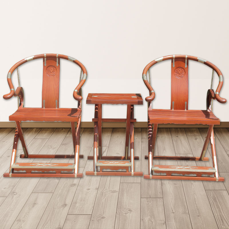 休闲围椅大果紫檀包铜折叠交椅