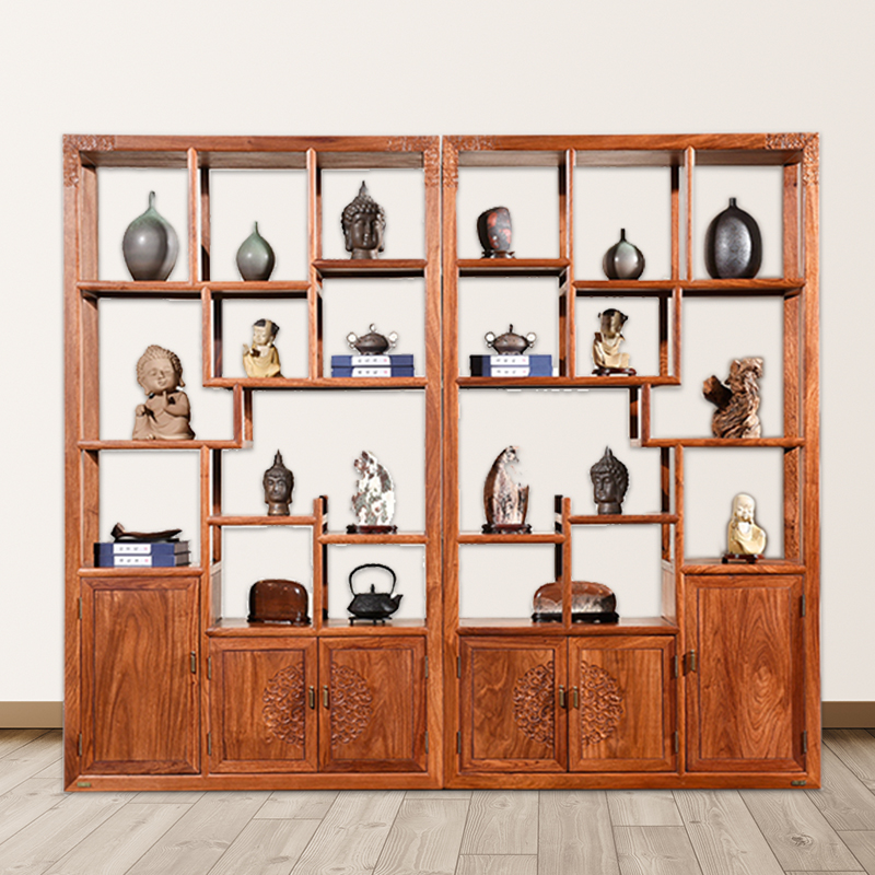红木刺猬紫檀储物柜博古架