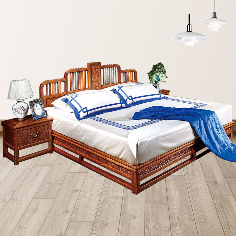 新中式祥云实木双人雕花京瓷床