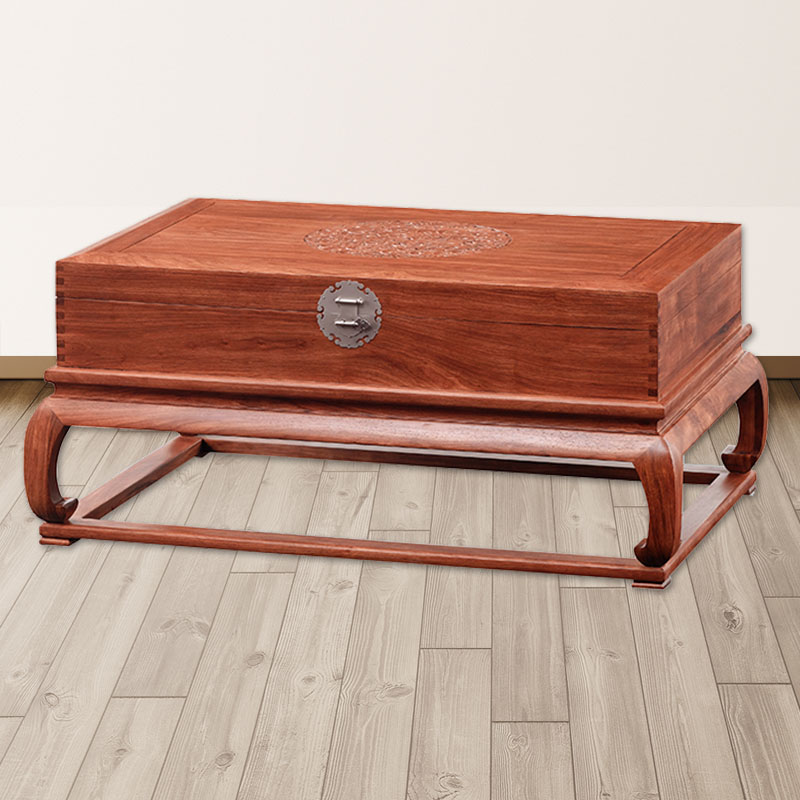 红木木新中式风刺猬紫檀翻盖茶几