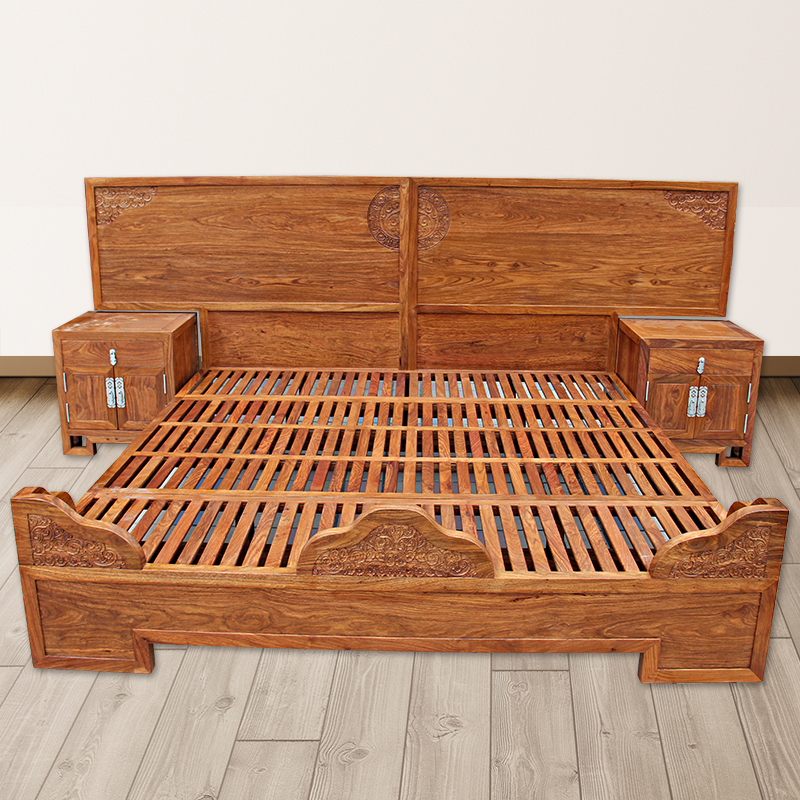 京瓷刺猬紫檀双人新中式风实木床