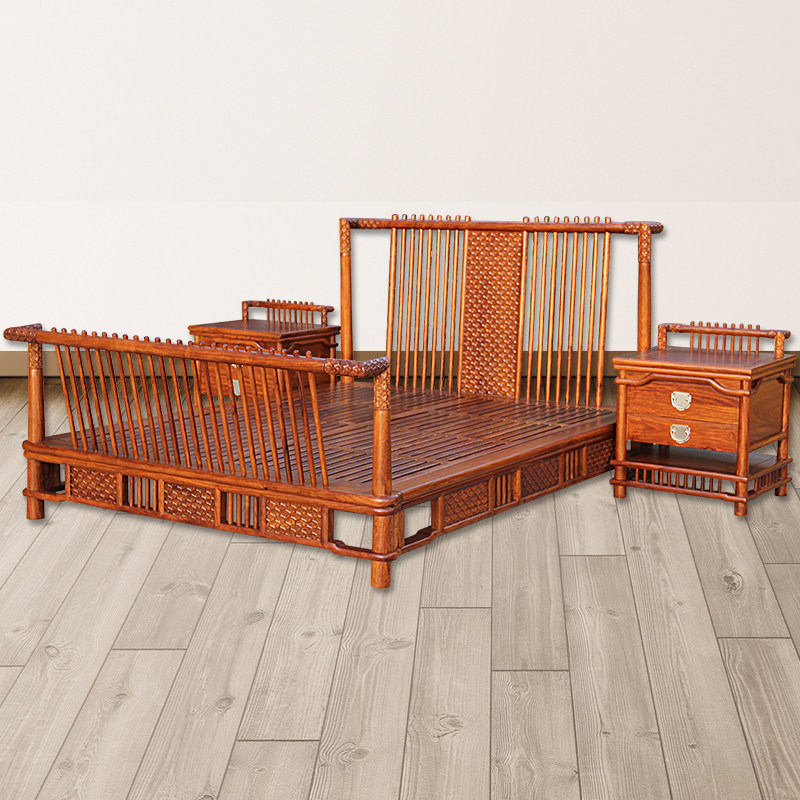 新中式京瓷家具刺猬紫檀红木床实木大床卧室苏梨出人头地双人床