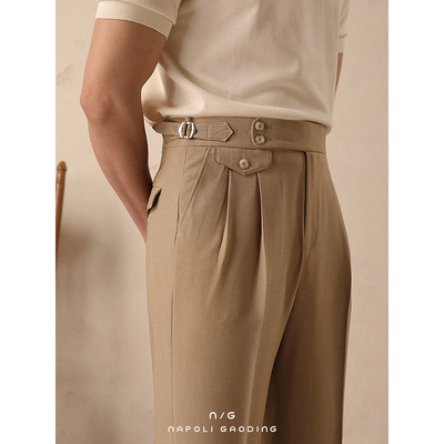 夏季休闲高腰西裤男直筒免烫长裤