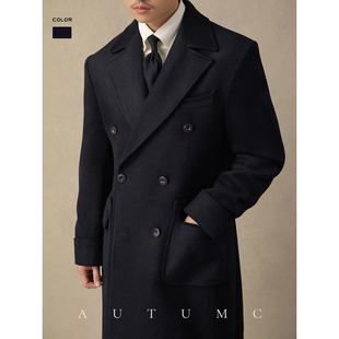 阿尔斯特领马球大衣男冬季羊毛呢宽松免烫衣休闲商务保暖翻领外套