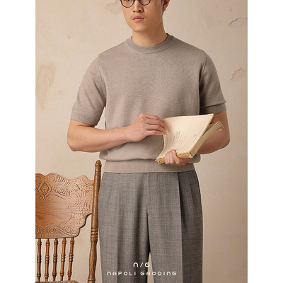 夏季透气短袖圆领宽松polo针织衫