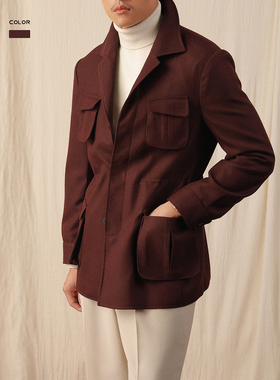 翻领游民夹克男秋冬宽松多口袋休闲保暖工装外套百搭户外免烫猎装