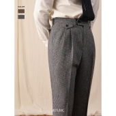 保暖高腰裤 千鸟格羊毛西裤 商务意式 直筒绅士休闲免烫长裤 男秋冬季