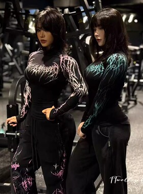 TTWOLVES哥特风男女同款紧身高弹健身运动半高领速干透气长袖D53