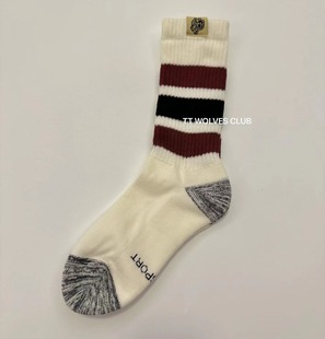 TT WOLVES狼头男女同款堆堆袜复古拼色运动健身长袜毛吸湿排汗W2