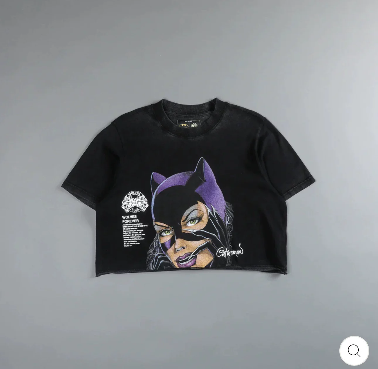 TT Wolves Limited DC Cat Woman Washing Make Old Cotton Short Short Sleeve Tee spot B40