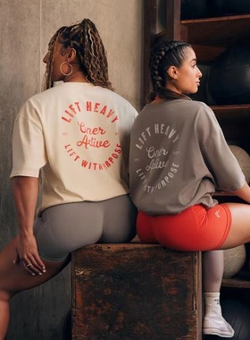 TTWolvesclub超柔软水洗复古宽松大落肩女士定织全棉运动短袖C73