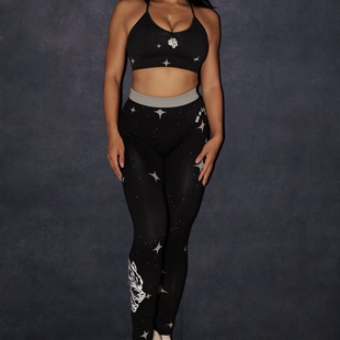 A41 CLUB狼头星星无缝针织女士健身运动l高弹egging长裤 WOLVES