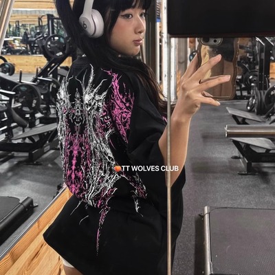 宽松全棉运动健身男女同款短袖