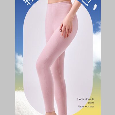 如锦小鹅绒单裤女92106野蚕丝加长大护膝保暖裤高腰打底秋裤线裤