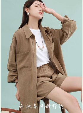 女士棉麻防晒衬衫米璐公主2024夏季薄长袖高端天丝苎麻外套24726