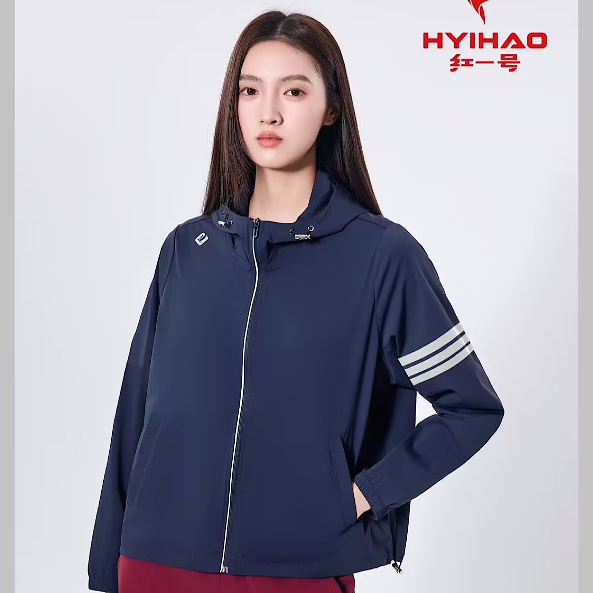 红一号针织C位外套女春秋夏季连帽长袖运动休闲新款防晒衣服50033