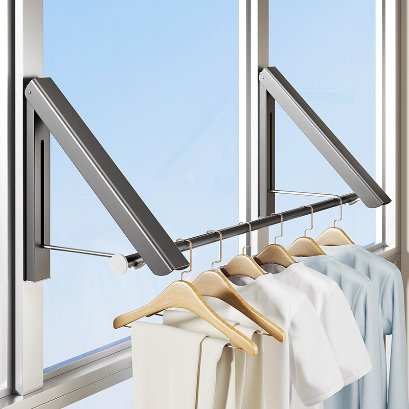 隐形折叠晾衣架杆免打孔壁挂式窗户阳台伸缩飘窗挂衣杆衣架收纳架,收纳整理,晾晒杆,淘宝优惠券,粉丝福利购,淘宝优惠卷