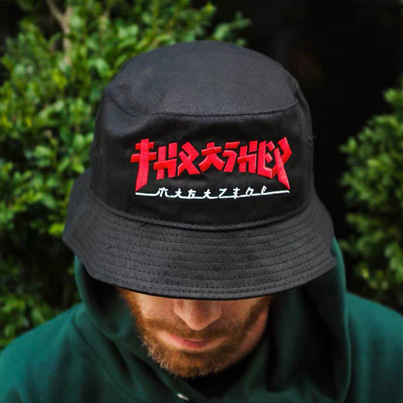 现货 thrasher godzilla bucket hat 火焰 日文哥斯拉刺绣 渔夫帽