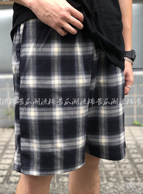 苦瓜潮铺 KTDA 黑白格子速干短裤宽松直筒五分裤情侣宽松男女同款