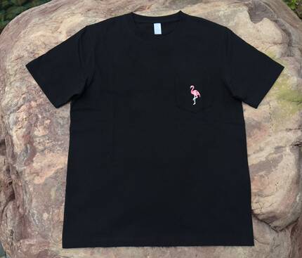 GYHSGOOD Pocket Tee 刺绣火烈鸟重磅厚实纯棉口袋短袖T恤情侣