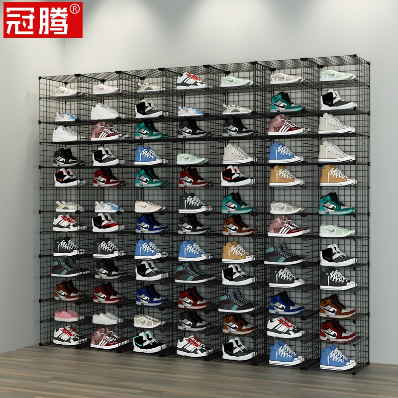 鞋架展示架新款落地商场店面橱窗摆鞋的架子直播间网格鞋子陈列架