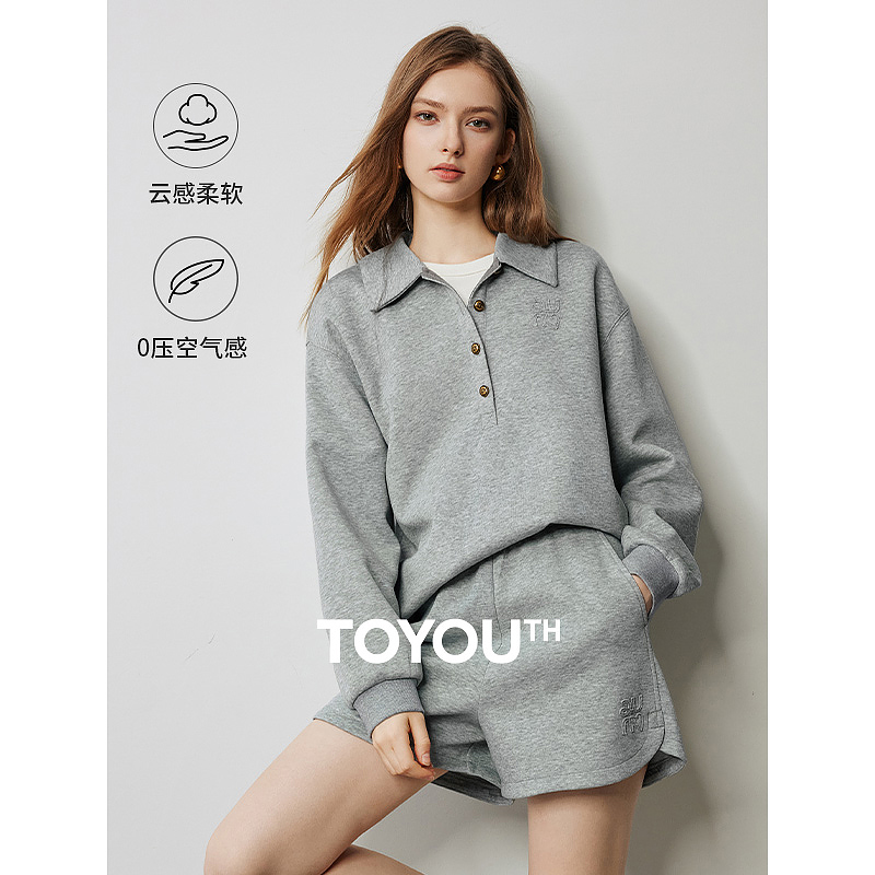 TOYOUTH初语小个子休闲套装女2024秋季新款miu系轻运动卫衣两件套
