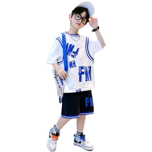 儿童运动套装2026夏季新款男童短袖篮球服速干背心T恤短裤两件套