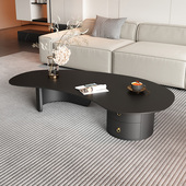 意式 岩板茶几异形抽屉轻奢简约现代客厅家用创意不规则小户型茶桌