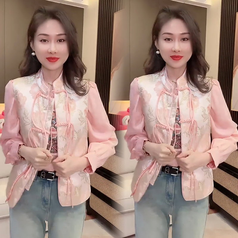 提花流苏常规上衣通勤单排扣立领