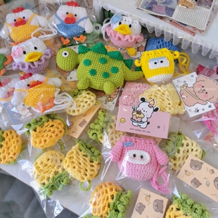 立夏端午节蛋兜成品手工编织鸡鸭蛋袋儿童卡通小鸡菠萝网兜护蛋套