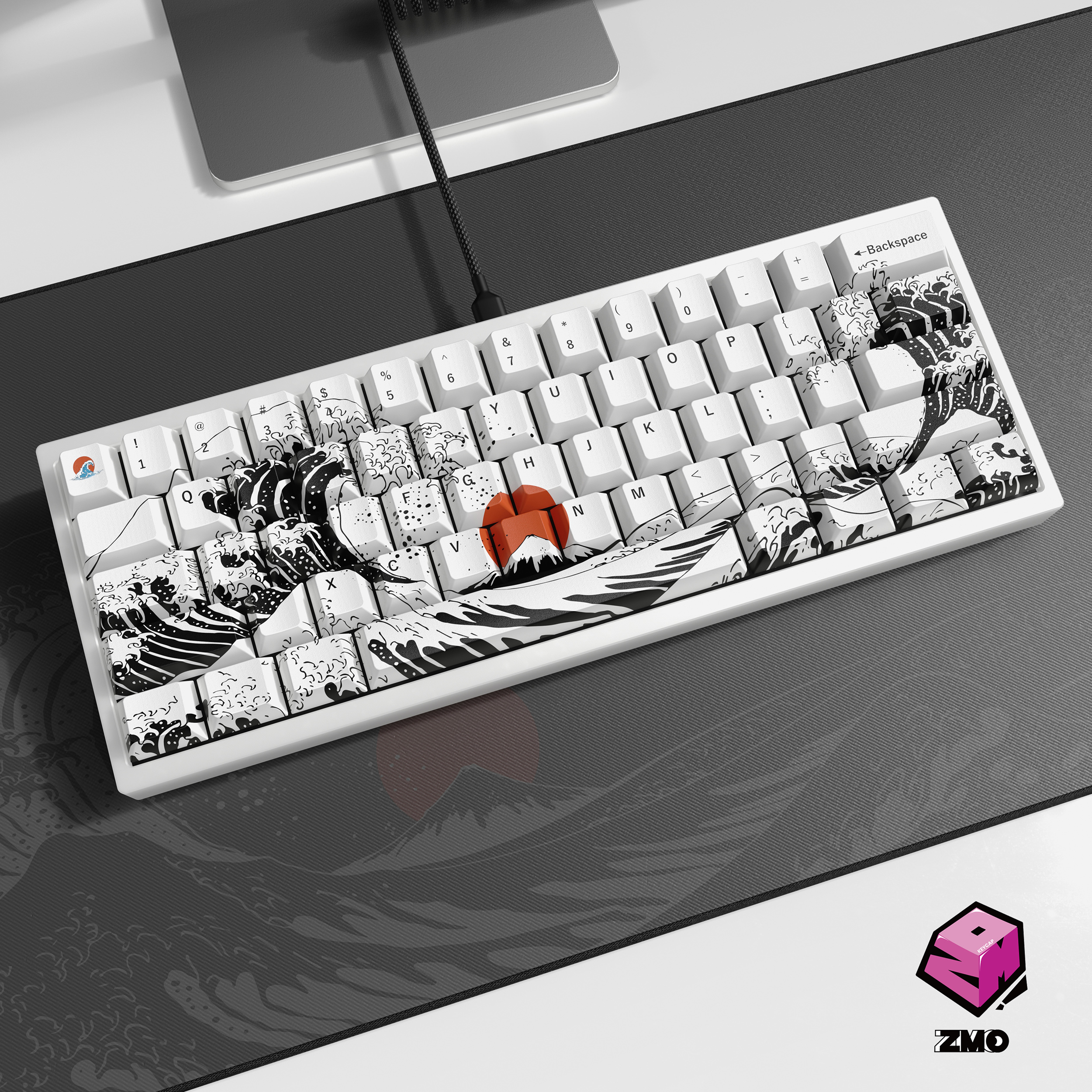 浮世绘神奈川冲浪里PBT五面热升华客制化个性DIY键帽侧刻原厂高度