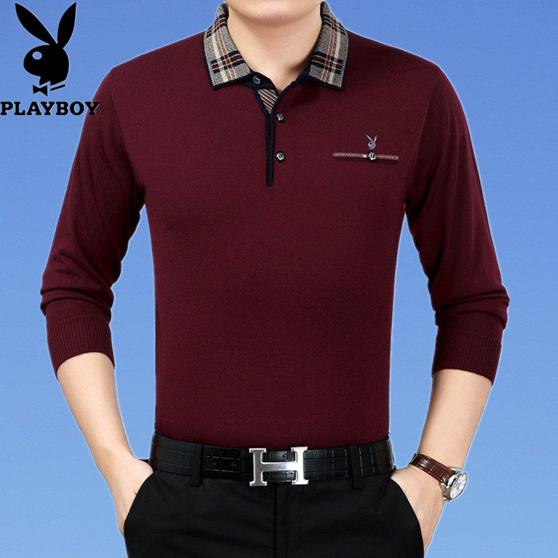 花花公子中年長袖t恤春秋季中老年條紋體恤男士寬松打底衫爸爸裝在類目 男裝, 針織衫/毛衣中 - 來自Buy2taobao.com提供專業的淘寶代購服務