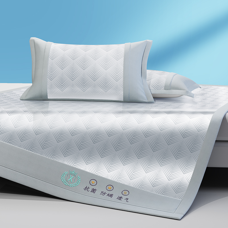 2025年新款刺绣抗菌冰丝席藤席单人宿舍凉席家用可水洗凉感折叠席