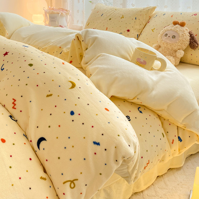 冬天双面绒四件套加厚牛奶绒床品冬季法莱绒珊瑚绒保暖被套三件套