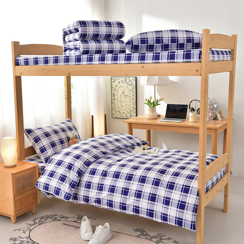 学生宿舍纯棉三件套上下铺床上用品寝室单人全棉床单被套六件套全