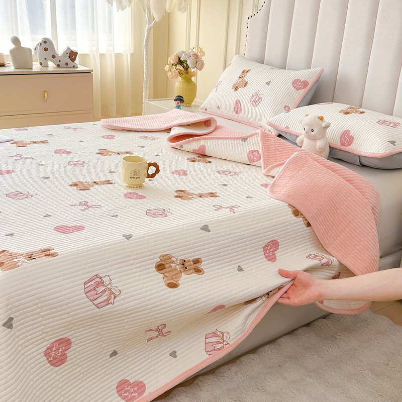 A类纯棉床盖单件四季通用全棉儿童榻榻米牛奶绒厚床单三件套