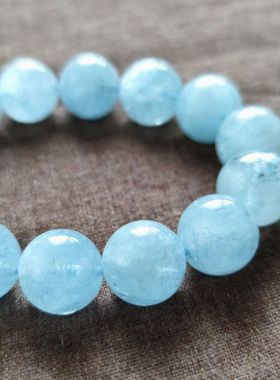 天然海蓝宝手链 大珠大颗粒手串蓝色手链男女