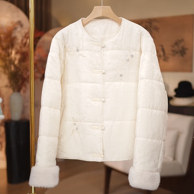 【晴雪-棉服】冬季新款圆领绣花气质棉服262