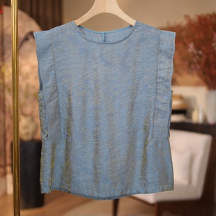 上衣 2026新款 国风高定提花圆领百搭显瘦上衣W912 温玉鎏金