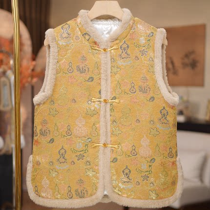 【葫光福至-加棉马甲】中式风圆领气质加棉马甲6996