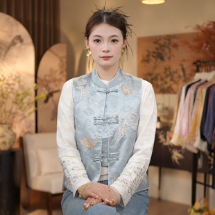 【花开几许-双面马甲】双面新款绣花设计师款中式马甲4233