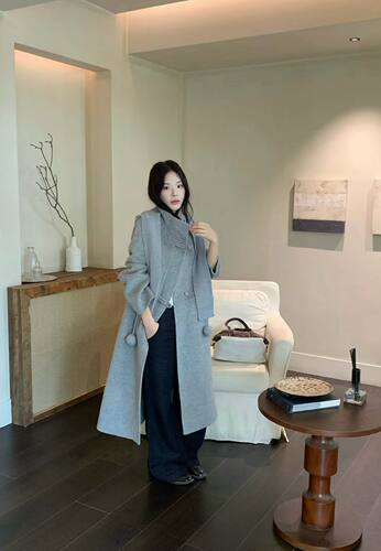 2026秋冬新款韩版宽松慵懒风双面羊毛大衣女中长款毛呢外套