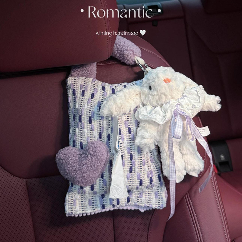 车载纸巾盒2025新款挂式创意可爱高级感抽纸袋垂耳兔网红款收纳包