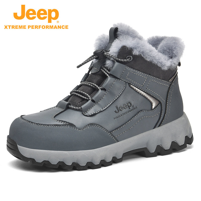 Jeep/吉普冬季新款户外复古加绒保暖雪地靴户外时尚棉鞋百搭男鞋
