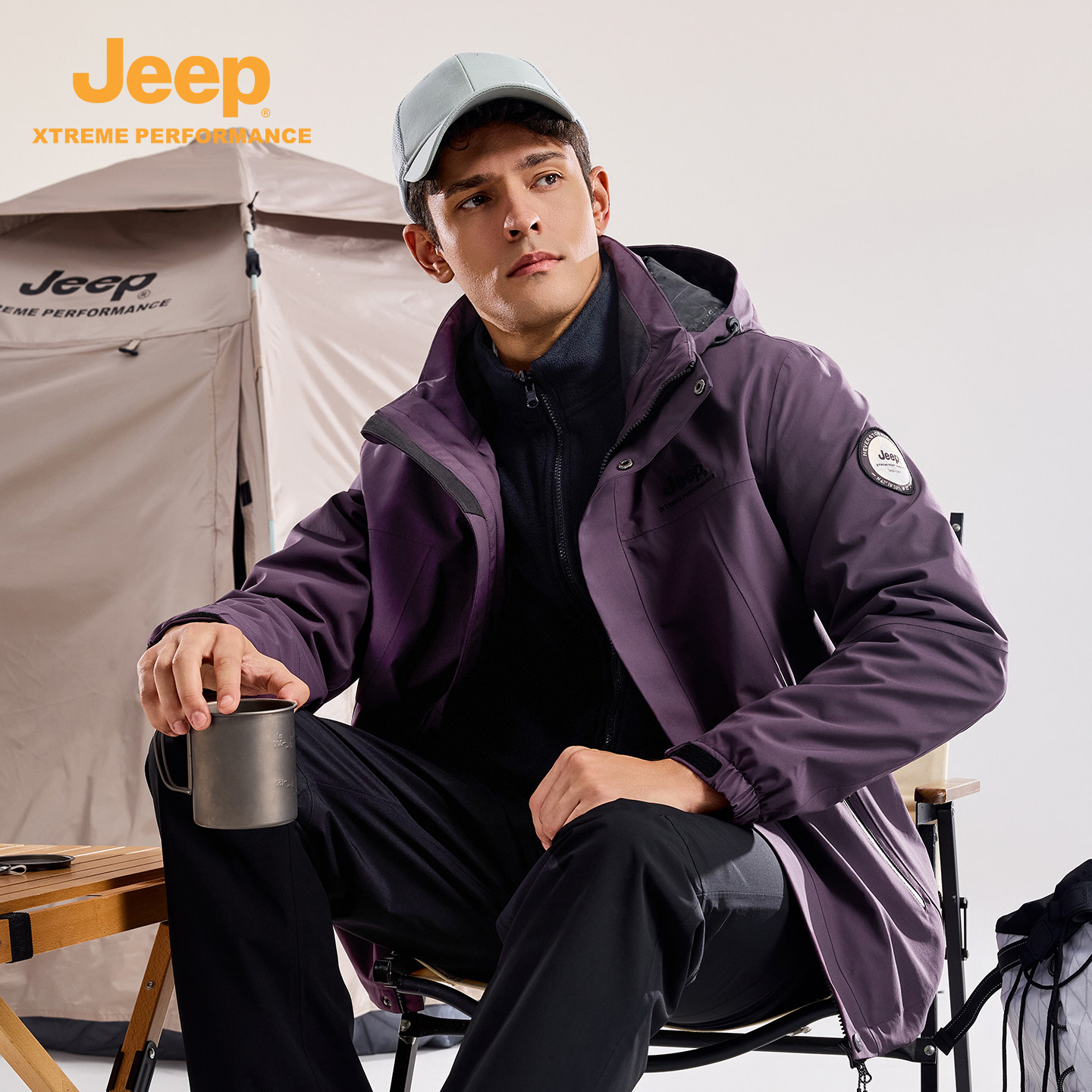 【暗夜紫】吉普新款冲锋衣三合一