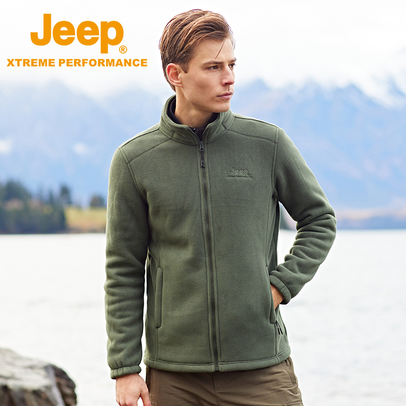 jeep吉普户外休闲加厚宽松抓绒衣