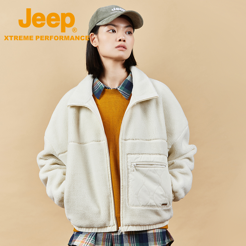 Jeep户外抓绒衣女保暖羊羔绒外套
