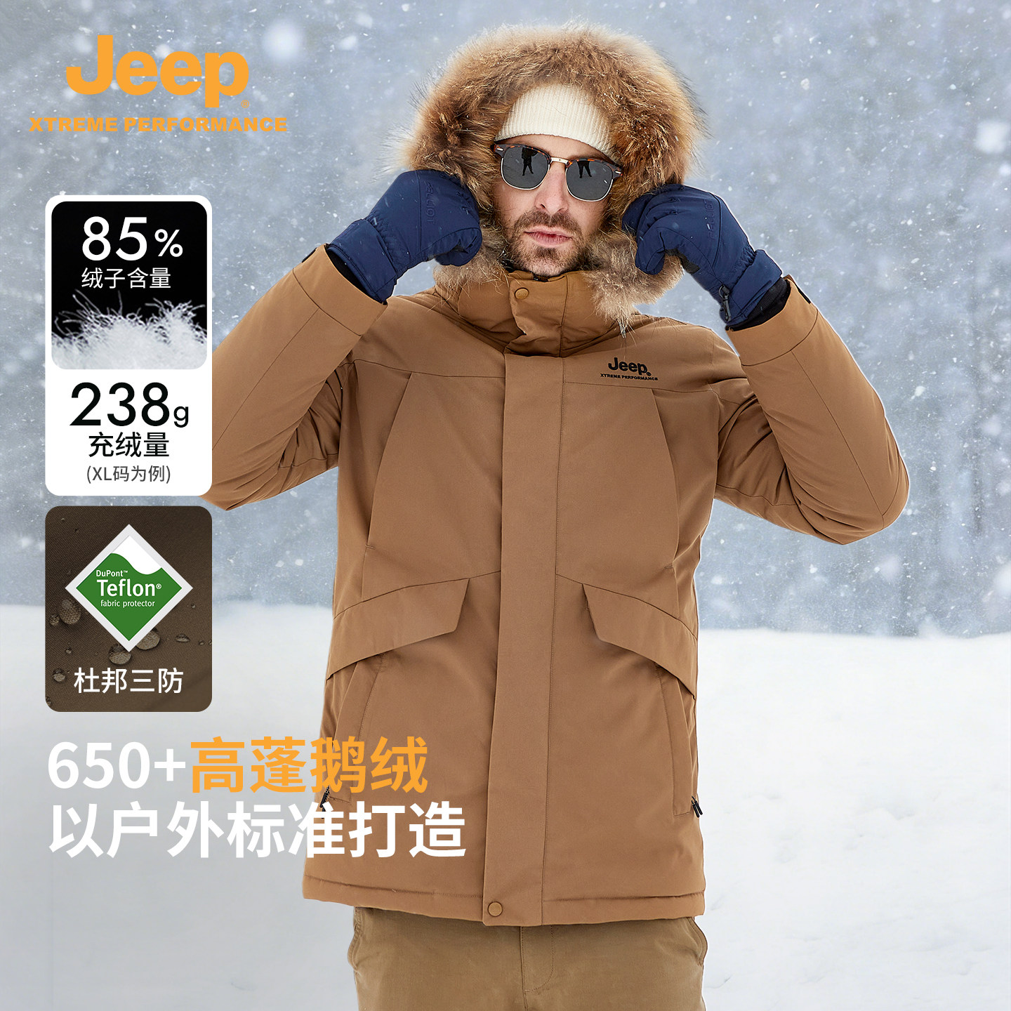 【高蓬鹅绒】Jeep羽绒服男东北滑雪派克服貉子毛领防寒服保暖外套,户外/登山/野营/旅行用品,羽绒衣,淘宝优惠券,粉丝福利购,淘宝优惠卷